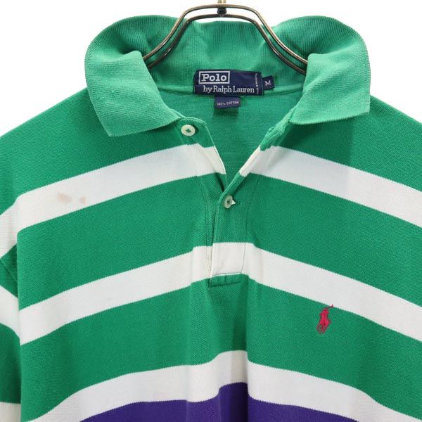 Polo by Ralph Lauren ポロバイラルフローレン ボーダー 長袖 ポロシャツ M 鹿の子 ロゴ メンズ