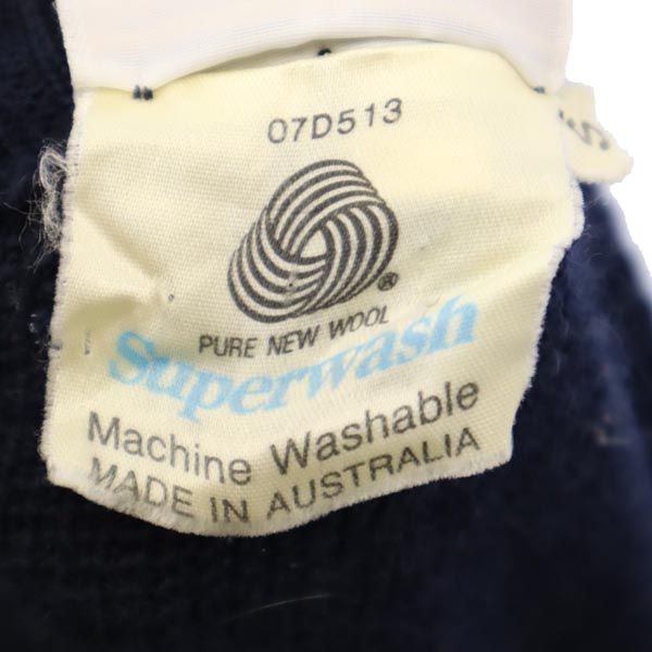 AUSTRALIAN 80s 90s オールド カンガルー 長袖 ニット S ネイビー系 セーター メンズ