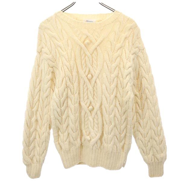 Jantzen ジャンセン 長袖 ケーブル編み ニット L ホワイト系 セーター メンズ