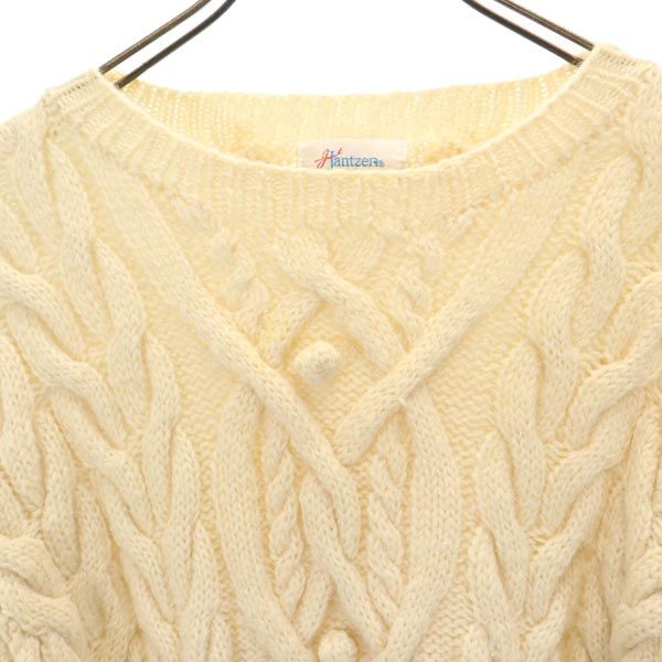 Jantzen ジャンセン 長袖 ケーブル編み ニット L ホワイト系 セーター メンズ