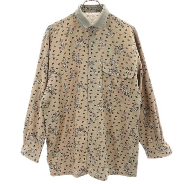 PIA SPORTS ピアスポーツ 総柄 長袖 ウールシャツ 3 ブラウン系 メンズ