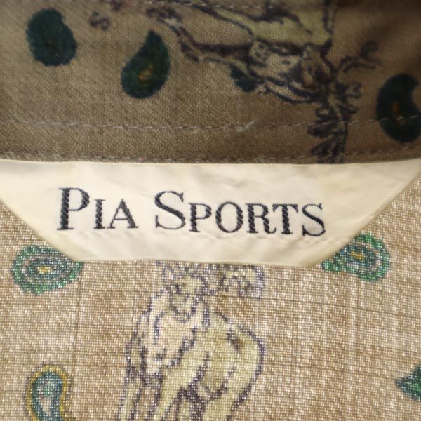 PIA SPORTS ピアスポーツ 総柄 長袖 ウールシャツ 3 ブラウン系 メンズ