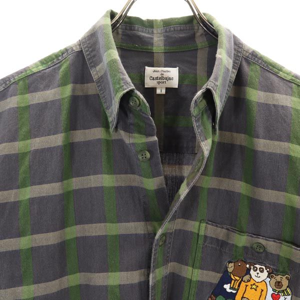 カステルバジャック スポーツ 長袖 チェックシャツ 1 グレー系 JC de CASTELBAJAC sport 刺繍 メンズ