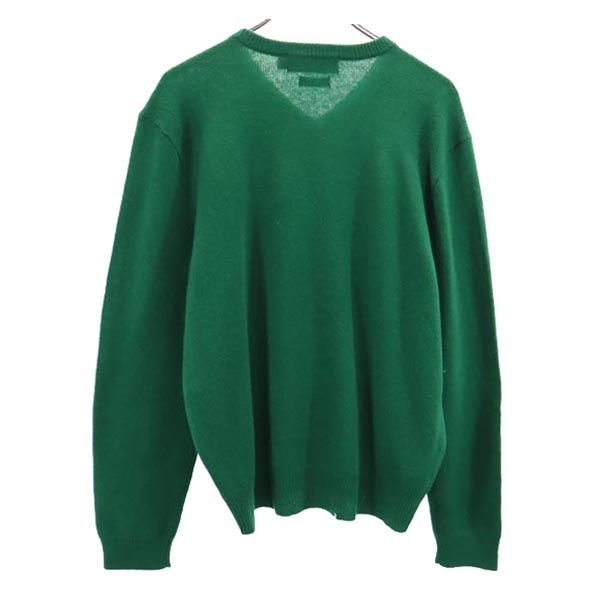 ポロバイラルフローレン ウール100％ 長袖 Vネック ニット L グリーン系 Polo by Ralph Lauren セーター ロゴ メンズ