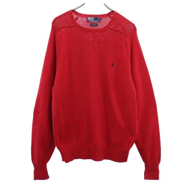 ポロバイラルフローレン 長袖 コットン ニット M レッド系 Polo by Ralph Lauren セーター ロゴ メンズ