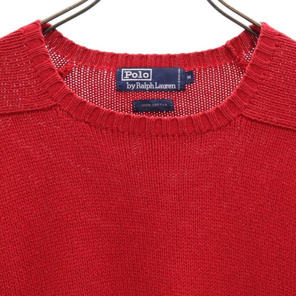 ポロバイラルフローレン 長袖 コットン ニット M レッド系 Polo by Ralph Lauren セーター ロゴ メンズ