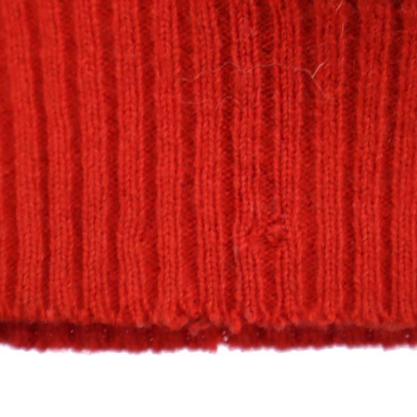 CHIC SHARON ウールブレンド ラクダ柄 長袖 Vネック ニット 11号 レッド セーター レディース