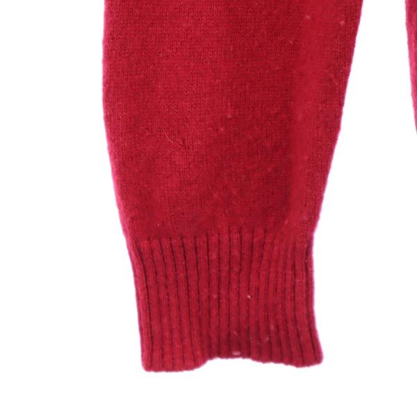 馬渕繊維 カシミヤ100％ 長袖 ハイネック ニット L レッド セーター レディース