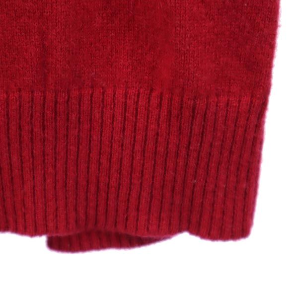 馬渕繊維 カシミヤ100％ 長袖 ハイネック ニット L レッド セーター レディース