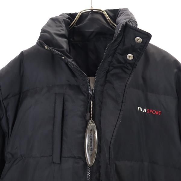 FILA フィラ ダウンジャケット M ブラック系 ロゴ 刺繍 メンズ