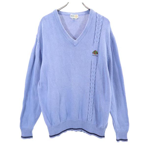 IZOD アイゾッド 90s オールド 長袖 Vネック ニット L ブルー系 セーター メンズ