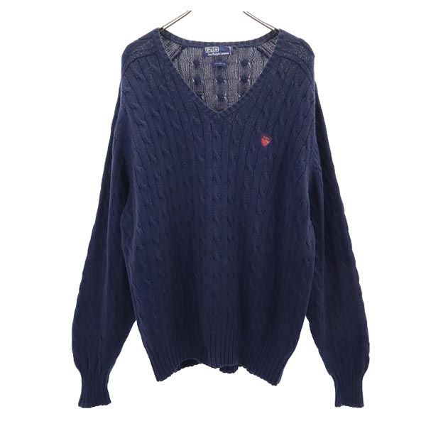 Polo by Ralph Lauren ポロバイラルフローレン 長袖 Vネック ニット ブルー セーター メンズ