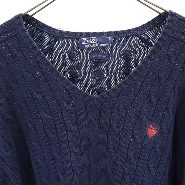 Polo by Ralph Lauren ポロバイラルフローレン 長袖 Vネック ニット ブルー セーター メンズ