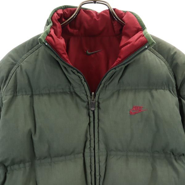 NIKE ナイキ リバーシブル ダウンジャケット M グリーン／えんじ メンズ