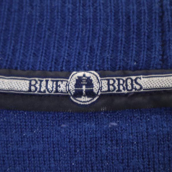 BLUE BROS 80s 90s イタリア製 オールド 総柄 長袖 ニット カーディガン ネイビー系 セーター メンズ