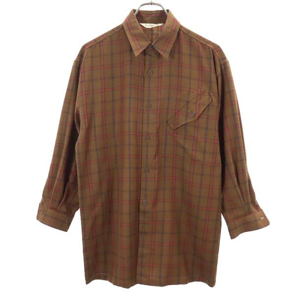 PIA SPORTS ピアスポーツ 長袖 チェックシャツ 3 ブラウン系 メンズ