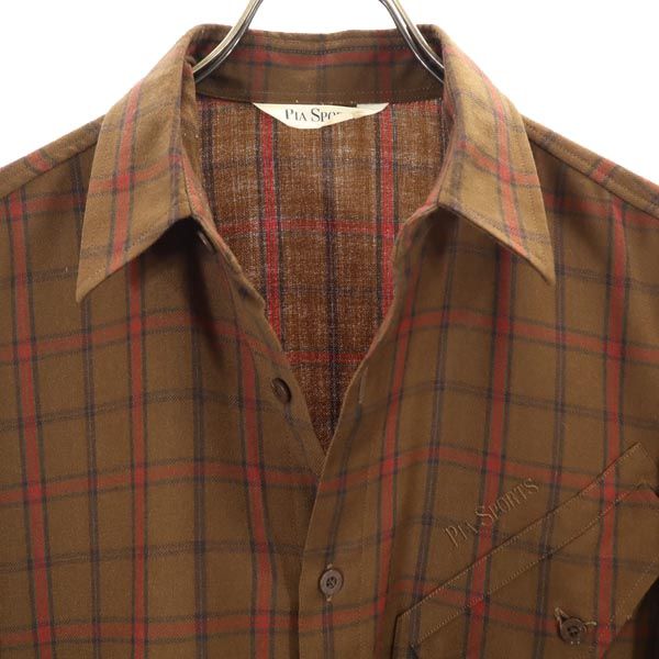 PIA SPORTS ピアスポーツ 長袖 チェックシャツ 3 ブラウン系 メンズ