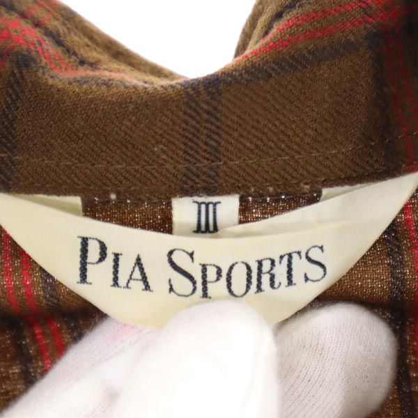PIA SPORTS ピアスポーツ 長袖 チェックシャツ 3 ブラウン系 メンズ