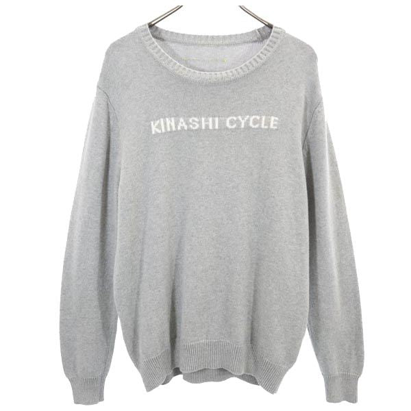 KINASHI CYCLE 木梨サイクル 長袖 コットン ニット L グレー系 セーター ロゴ メンズ