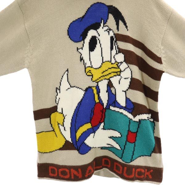 Walt Disney Company ウォルトディズニーカンパニー ウールブレンド 長袖 ドナルドダック ニット M ベージュ系 セーター ロゴ レディース