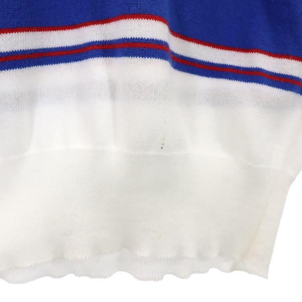 Pringle of Scotland プリングルオブスコットランド 英国製 長袖 コットン ニット M 白×青 ロゴ メンズ