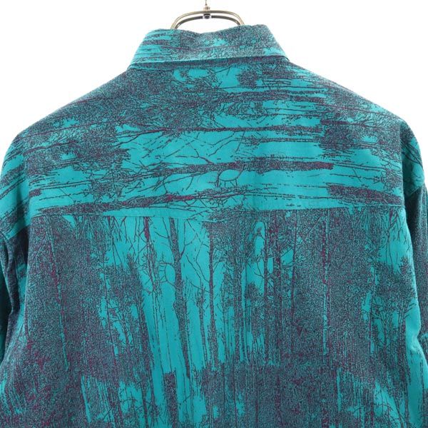 RODEO ACTIVE 総柄 長袖 コットンシャツ M グリーン系 メンズ