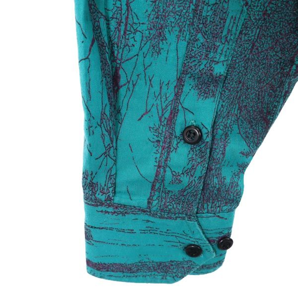 RODEO ACTIVE 総柄 長袖 コットンシャツ M グリーン系 メンズ