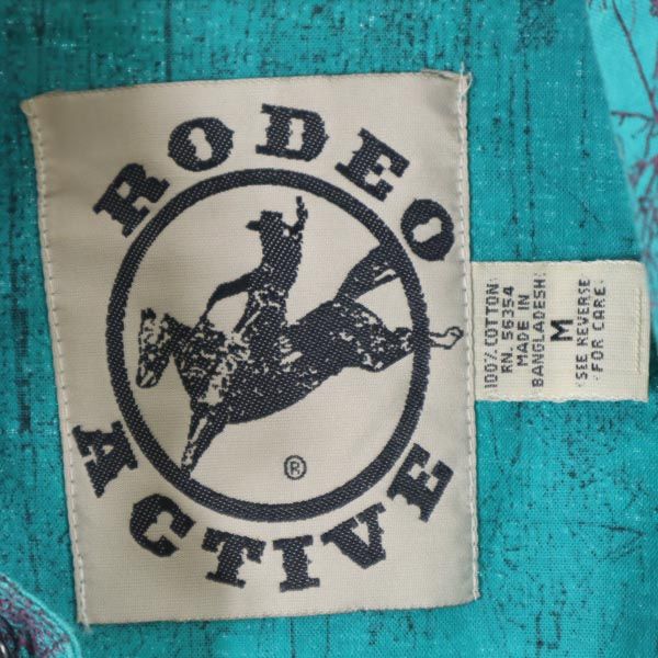 RODEO ACTIVE 総柄 長袖 コットンシャツ M グリーン系 メンズ