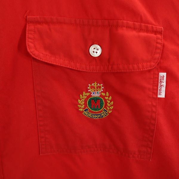 mikihouse ミキハウス 長袖 シャツ M レッド 日本製 ロゴ メンズ