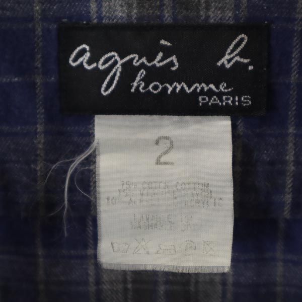 アニエスベー オム チェック 長袖 シャツ 2 ブルー系 agnes b. homme 日本製 メンズ