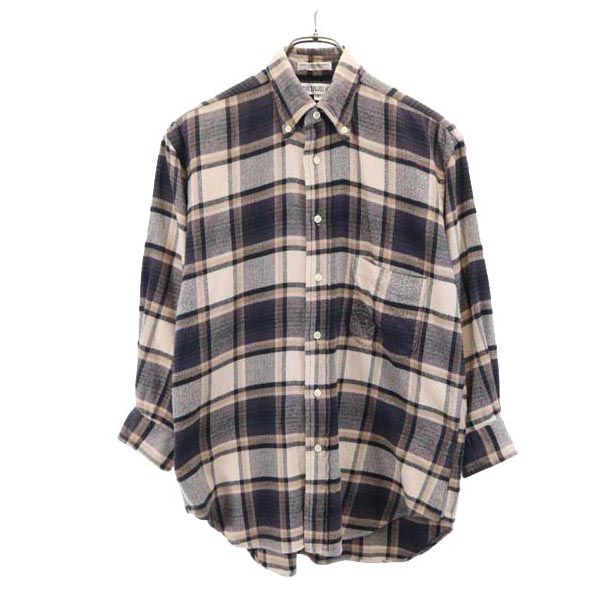INDIVIDUALIZED SHIRTS インディビジュアライズドシャツ チェック柄 7分袖 ボタンダウンシャツ 14 1/2 ベージュ系 メンズ