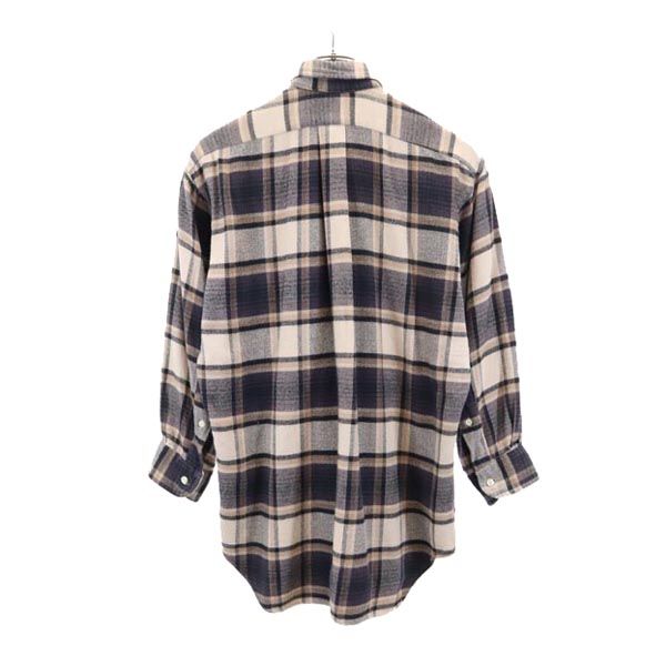 INDIVIDUALIZED SHIRTS インディビジュアライズドシャツ チェック柄 7分袖 ボタンダウンシャツ 14 1/2 ベージュ系 メンズ