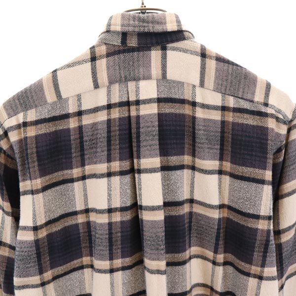 INDIVIDUALIZED SHIRTS インディビジュアライズドシャツ チェック柄 7分袖 ボタンダウンシャツ 14 1/2 ベージュ系 メンズ
