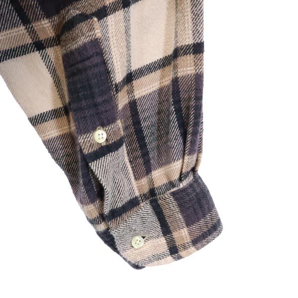 INDIVIDUALIZED SHIRTS インディビジュアライズドシャツ チェック柄 7分袖 ボタンダウンシャツ 14 1/2 ベージュ系 メンズ