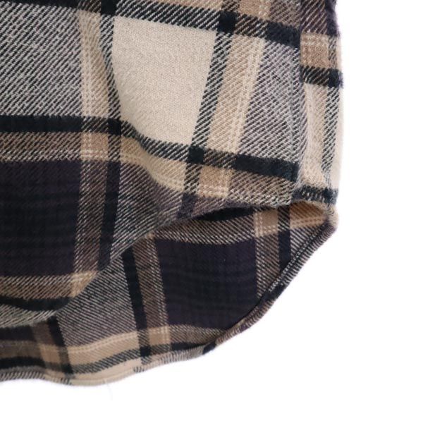 INDIVIDUALIZED SHIRTS インディビジュアライズドシャツ チェック柄 7分袖 ボタンダウンシャツ 14 1/2 ベージュ系 メンズ