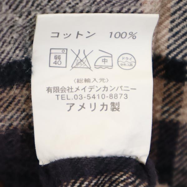 INDIVIDUALIZED SHIRTS インディビジュアライズドシャツ チェック柄 7分袖 ボタンダウンシャツ 14 1/2 ベージュ系 メンズ