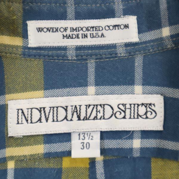 INDIVIDUALIZED SHIRTS インディビジュアライズドシャツ チェック柄 長袖 ボタンダウンシャツ 13 1/2 ブルー系 メンズ