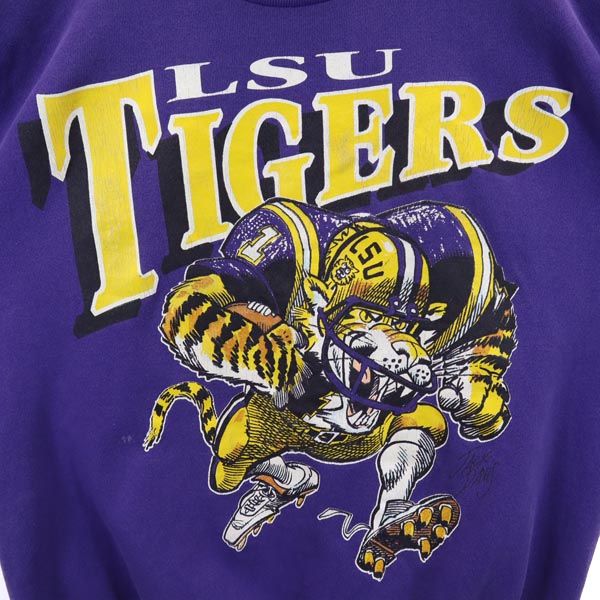 アスレチックザデプト 90s オールド プリント 長袖 スウェット トレーナー L パープル系 athletic dept 裏起毛 メンズ