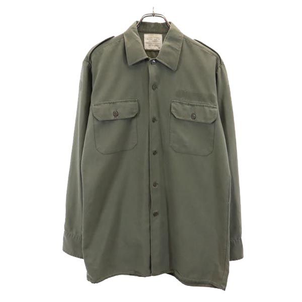 GERMAN MILITARY ドイツ軍 リメイク バックプリント 長袖 ミリタリーシャツ カーキ系 メンズ