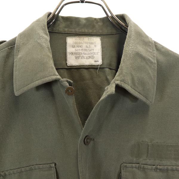 GERMAN MILITARY ドイツ軍 リメイク バックプリント 長袖 ミリタリーシャツ カーキ系 メンズ