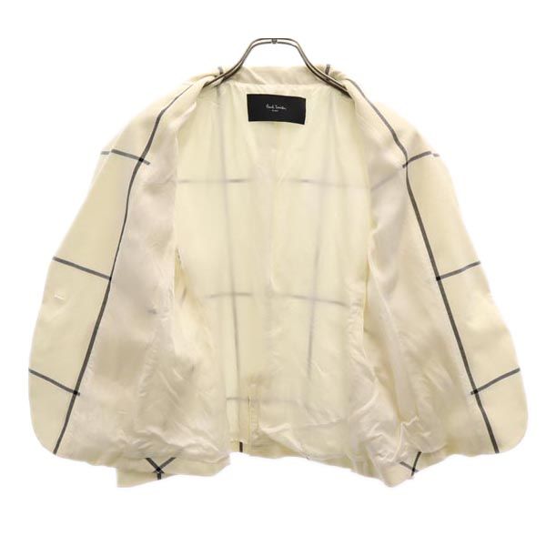 Paul Smith ポールスミス 日本製 チェック 長袖 テーラードジャケット 40 ホワイト系 レディース