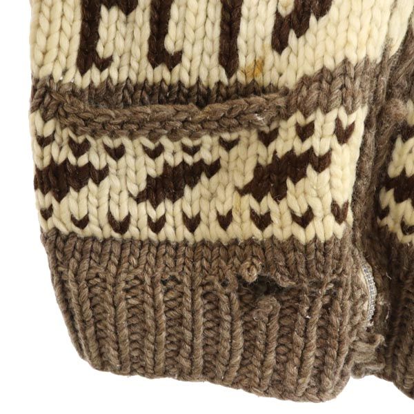 LONGHOUSE ロングハウス 90s カナダ製 オールド ウール カウチンジャケット ブラウン系 ニット メンズ