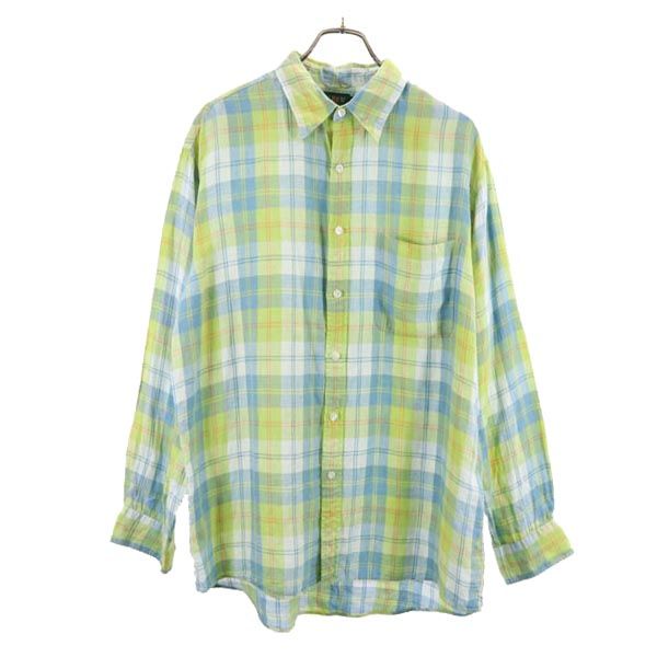 ジェイクルー 90s 巨人タグ チェック柄 長袖 シャツ M グリーン系 J.CREW メンズ