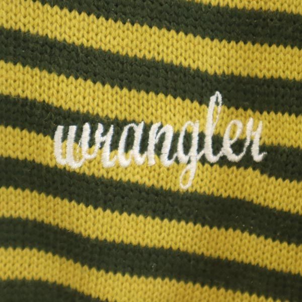 Wrangler ラングラー ボーダー柄 長袖 Vネック ニット セーター カーキ系 メンズ