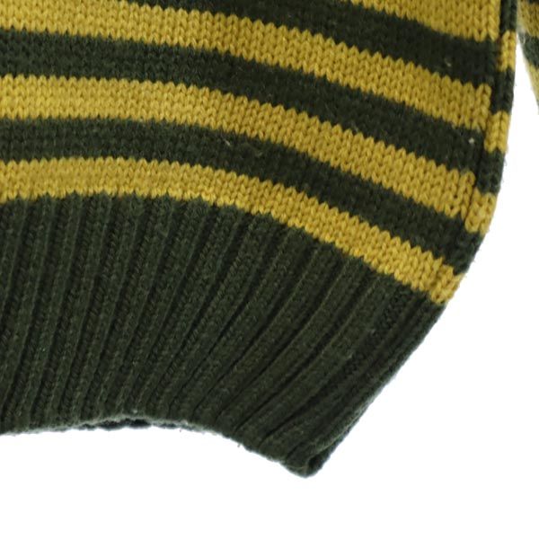 Wrangler ラングラー ボーダー柄 長袖 Vネック ニット セーター カーキ系 メンズ