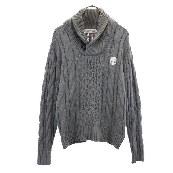 HYDROGEN ハイドロゲン 長袖 セーター S グレー ニット ケーブル メンズ
