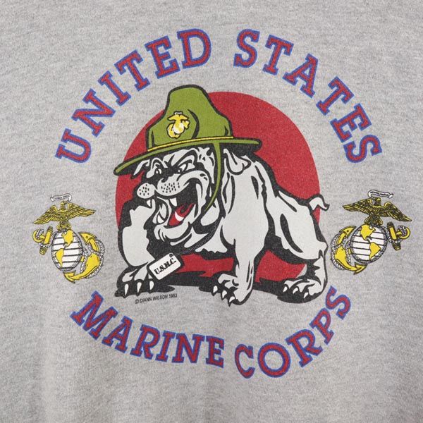 SOFFE M.J.ソフィー 80s USA製 ヴィンテージ USMC 長袖 トレーナー S グレー系 裏起毛 スウェット メンズ