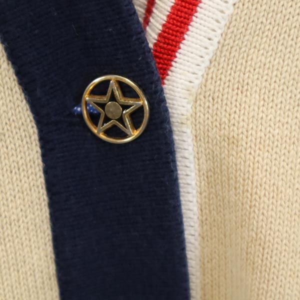 JC de CASTELBAJAC カステルバジャック イタリア製 バック 星条旗柄 長袖 コットン ニット カーディガン 40 ベージュ系 レディース