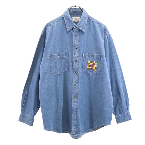 ミッソーニ スポーツ 長袖 デニムシャツ L MISSONI SPORT 刺繍 メンズ