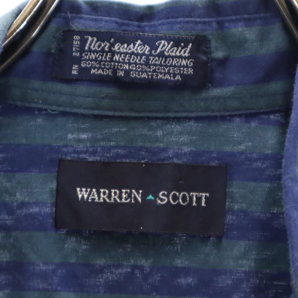WARREN SCOTT ウォーレンスコット 90s オールド ストライプ柄 長袖 ボタンダウンシャツ XL ネイビー メンズ